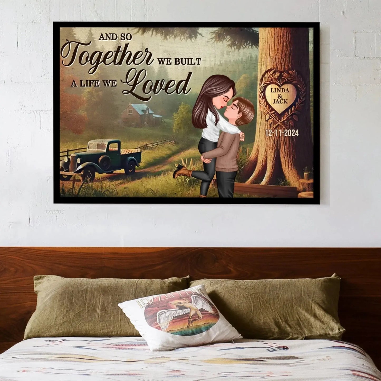 You & Me – We Got This Custom Couple Poster/Canvas – Personalized Cartoon Wall Art with Names and Date – Romantic Gift for Anniversary or Valentine Ezcustomize