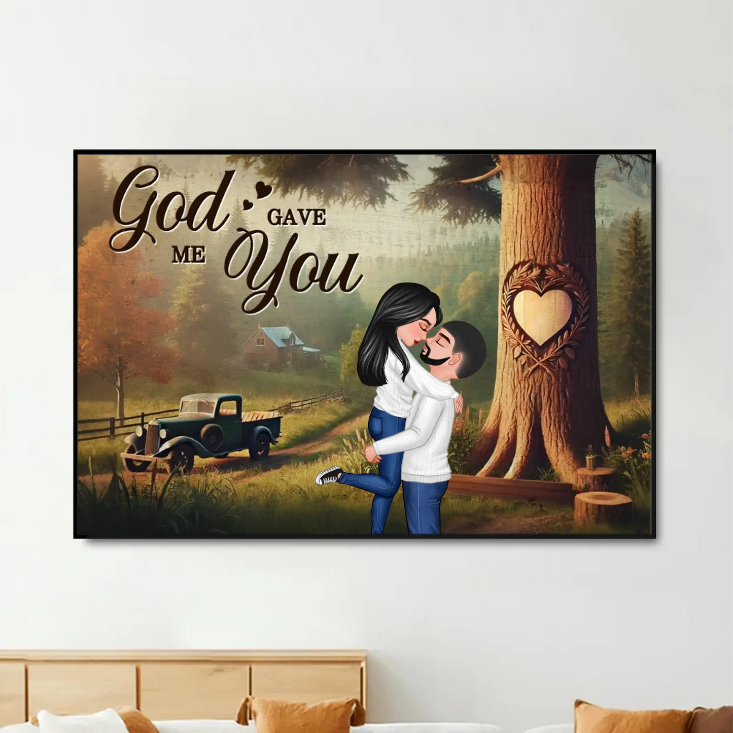 You & Me – We Got This Custom Couple Poster/Canvas – Personalized Cartoon Wall Art with Names and Date – Romantic Gift for Anniversary or Valentine Ezcustomize