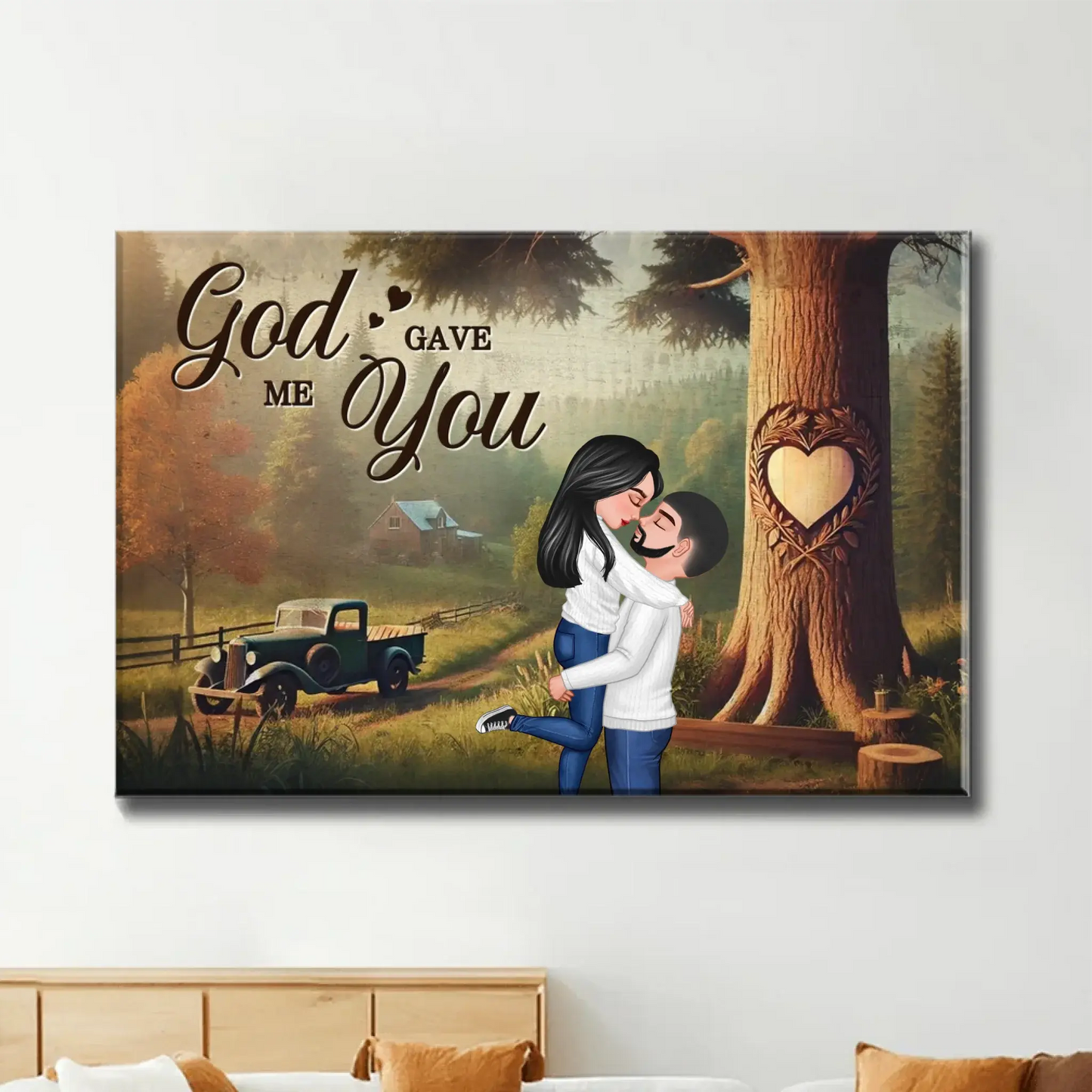 You & Me – We Got This Custom Couple Poster/Canvas – Personalized Cartoon Wall Art with Names and Date – Romantic Gift for Anniversary or Valentine Ezcustomize