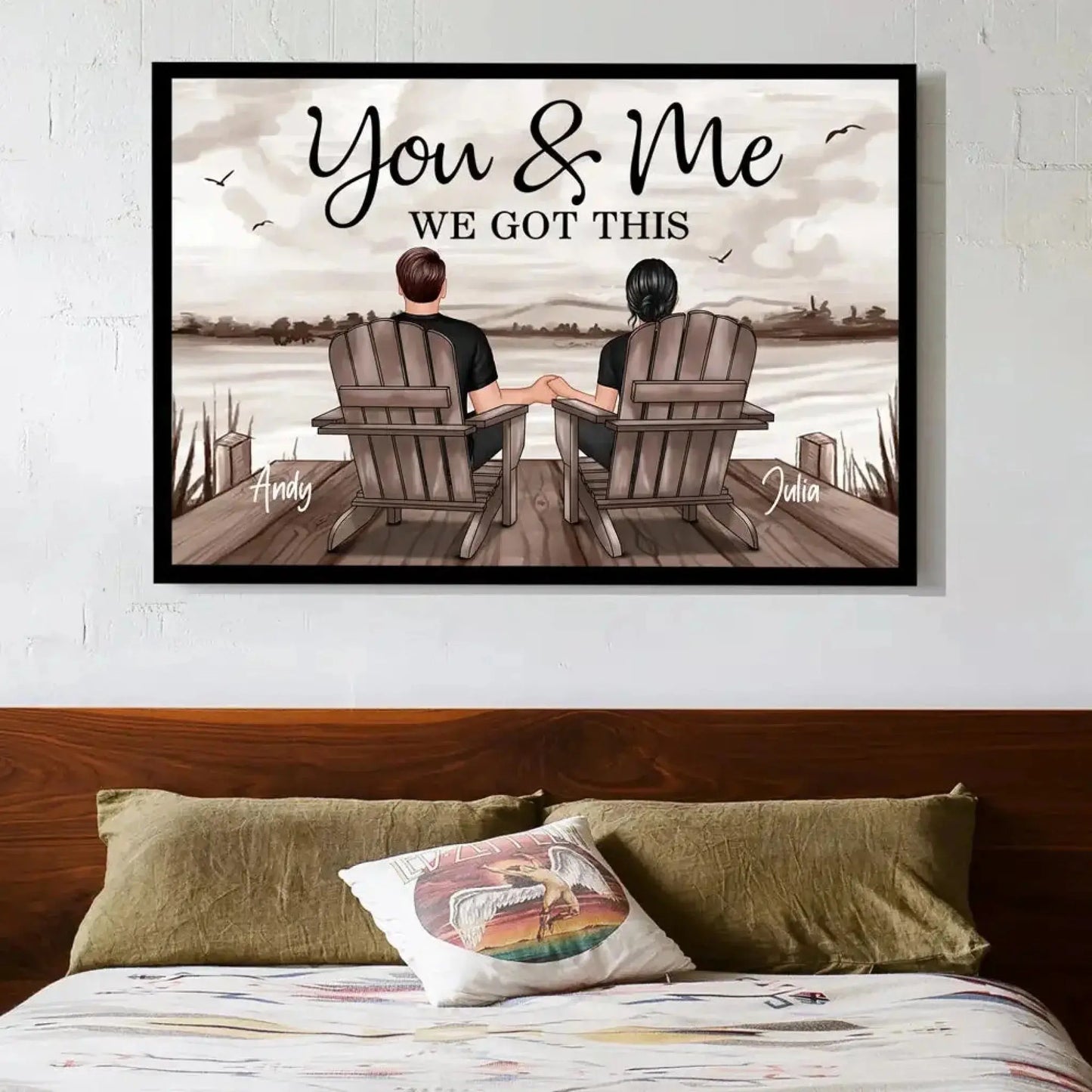 You & Me – We Got This Custom Couple Poster with Names, Romantic Beach Wall Art Gift for Anniversary, Valentine’s Day or Home Decor Ezcustomize