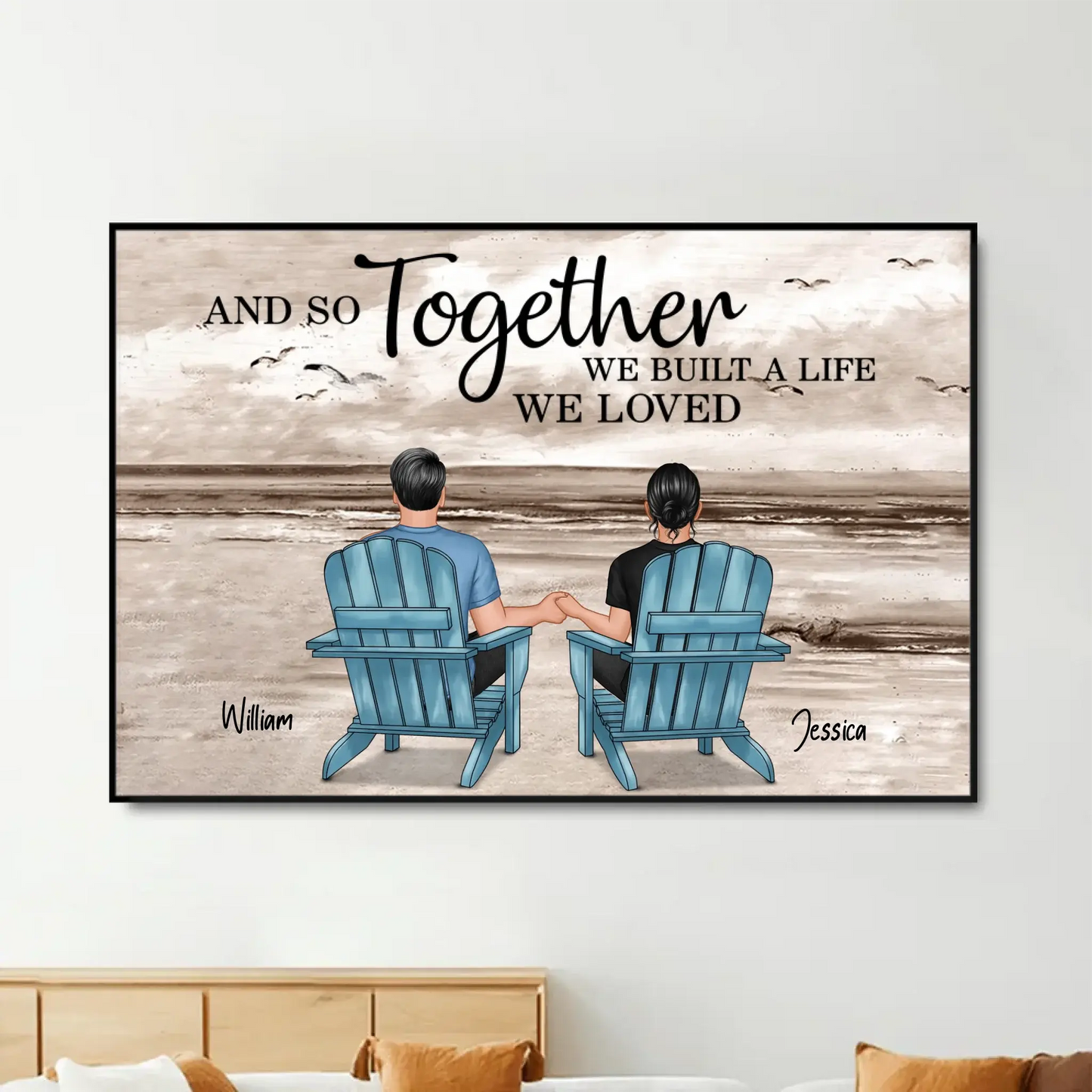 You & Me – We Got This Custom Couple Poster with Names, Romantic Beach Wall Art Gift for Anniversary, Valentine’s Day or Home Decor Ezcustomize