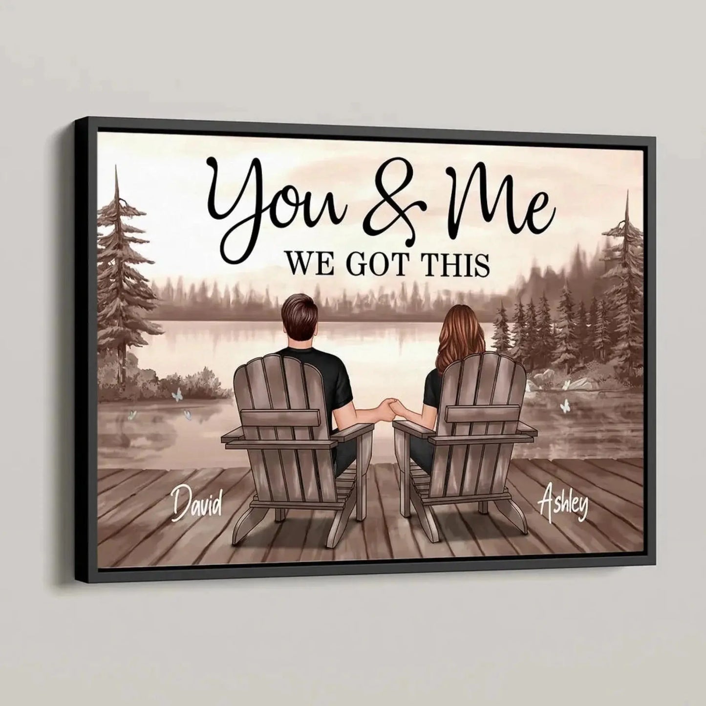 You & Me – We Got This Custom Couple Poster with Names, Romantic Beach Wall Art Gift for Anniversary, Valentine’s Day or Home Decor Ezcustomize
