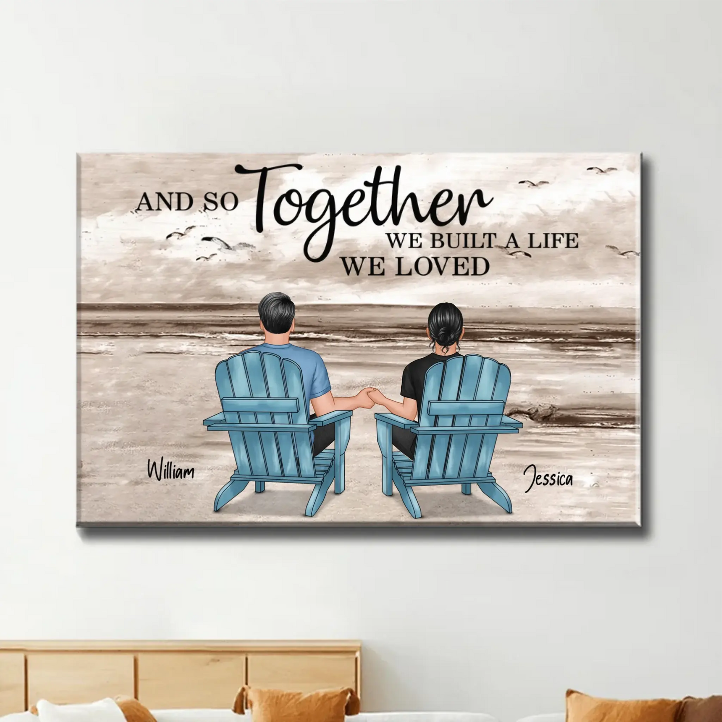 You & Me – We Got This Custom Couple Poster with Names, Romantic Beach Wall Art Gift for Anniversary, Valentine’s Day or Home Decor Ezcustomize
