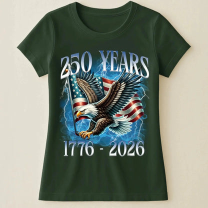250 Years 1776 - 2026 American Eagle & Lightning US Flag - Personalized Shirt/Hoodie/Tee - Gift for Patriots, Proud Americans, Men, Women, Liberty Lovers  Ezcustomize