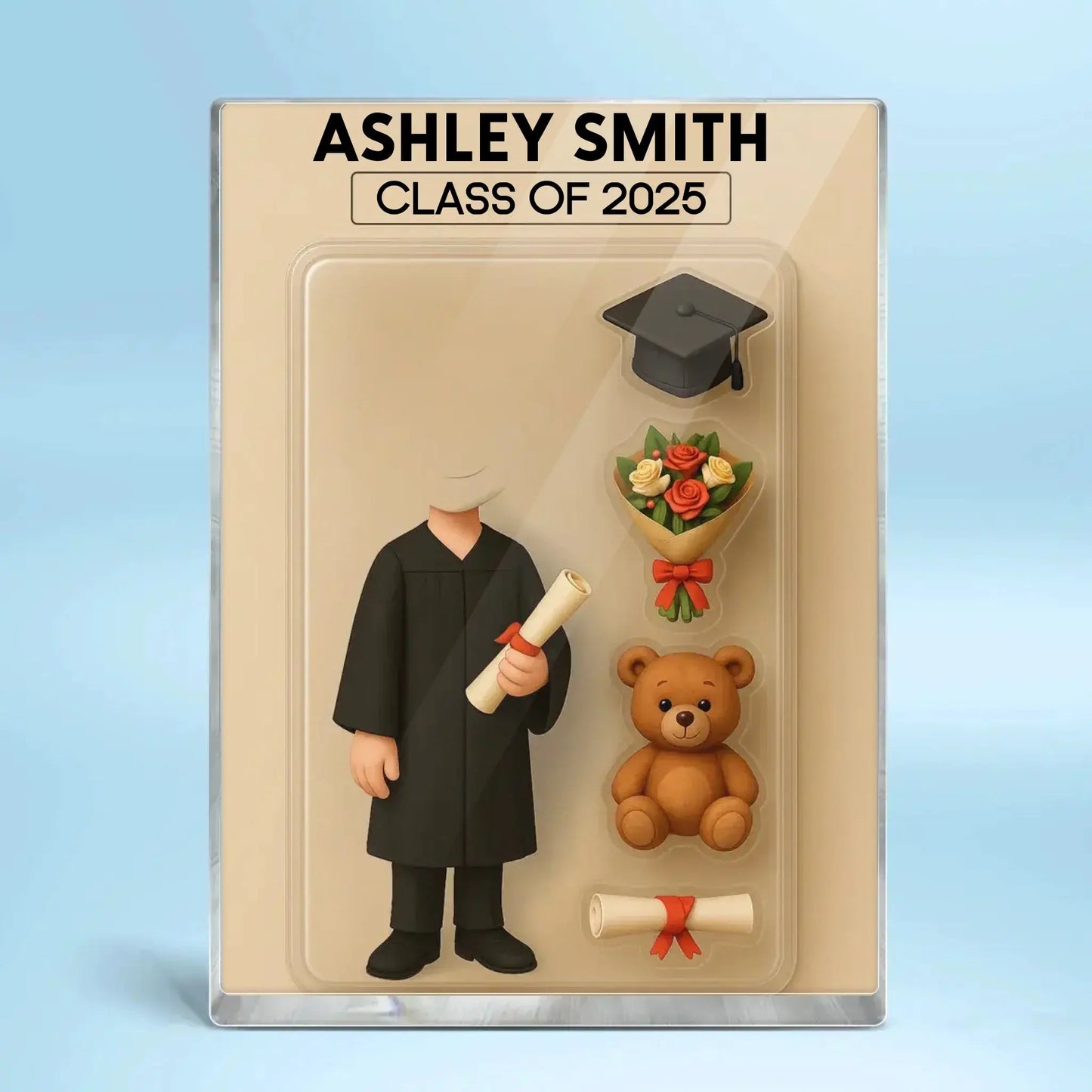 3D Cartoon Graduate Figure Art – Personalized Flat Acrylic Block Plaque – Custom Graduation Gift for Students  Ezcustomize