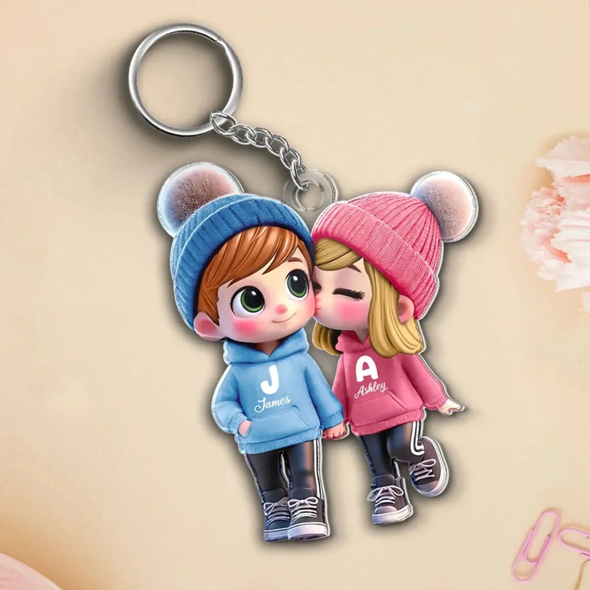 3D Effect Cartoon Couple Walking Keychain – Personalized Acrylic Photo Style Gift for Boyfriend or Girlfriend  Ezcustomize