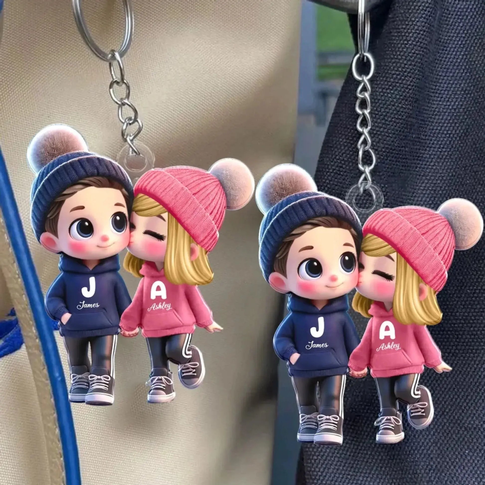 3D Effect Cartoon Couple Walking Keychain – Personalized Acrylic Photo Style Gift for Boyfriend or Girlfriend  Ezcustomize