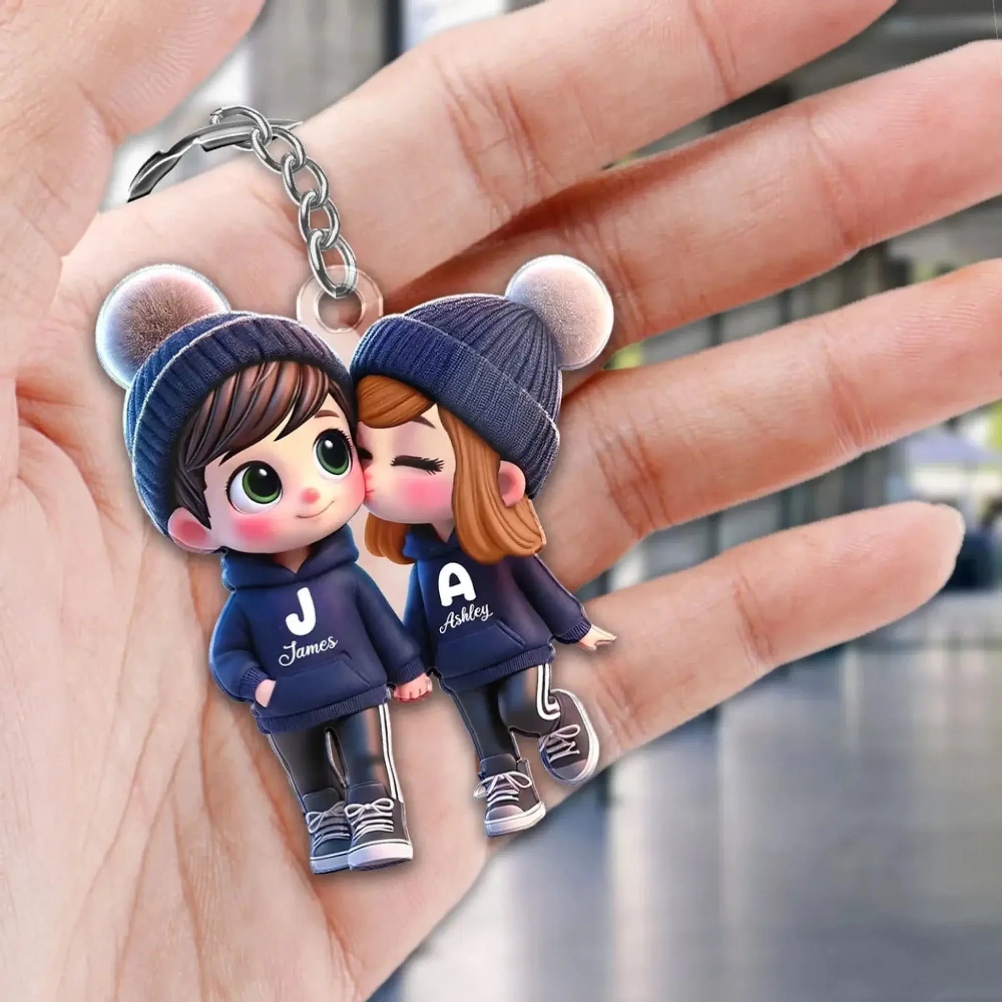 3D Effect Cartoon Couple Walking Keychain – Personalized Acrylic Photo Style Gift for Boyfriend or Girlfriend  Ezcustomize