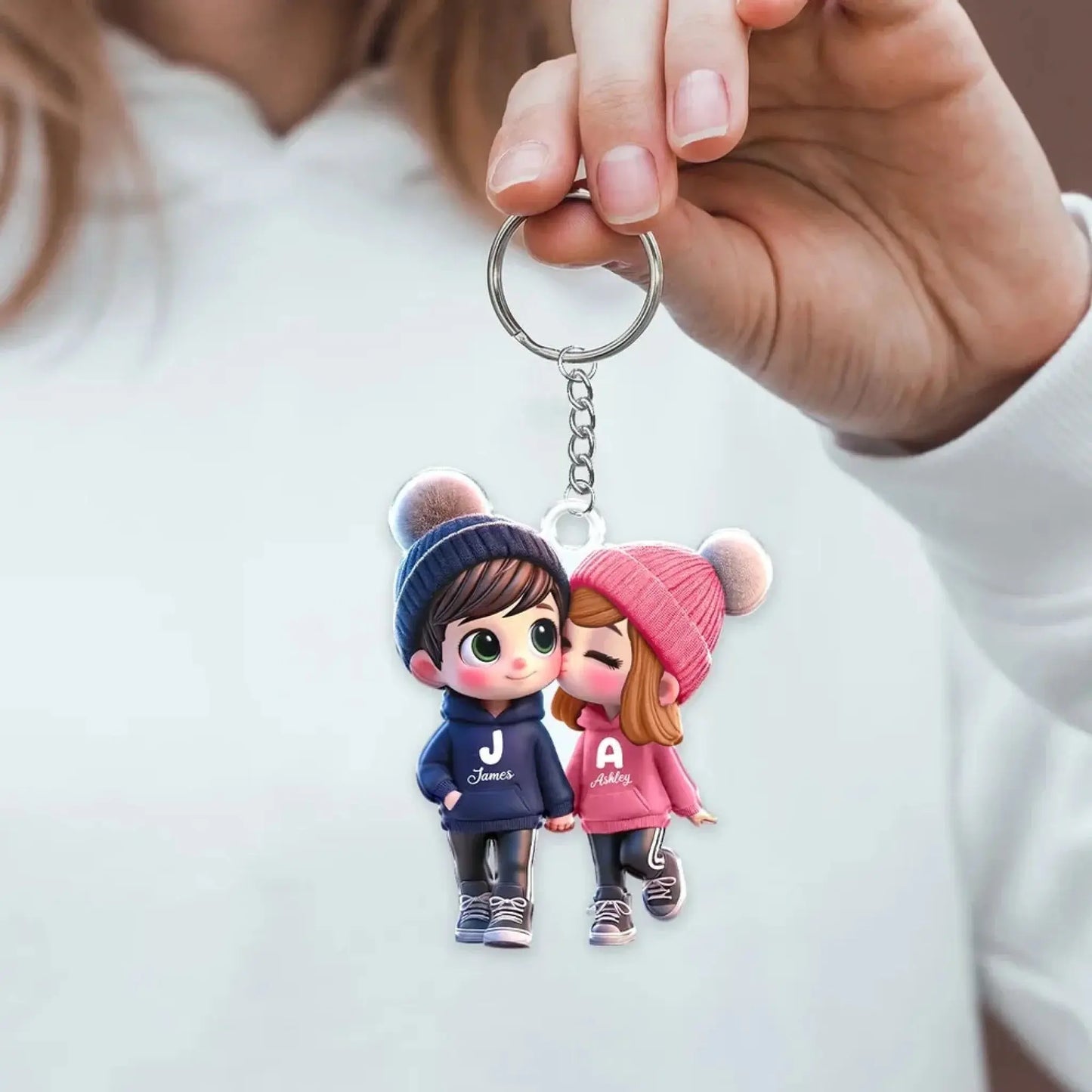 3D Effect Cartoon Couple Walking Keychain – Personalized Acrylic Photo Style Gift for Boyfriend or Girlfriend  Ezcustomize