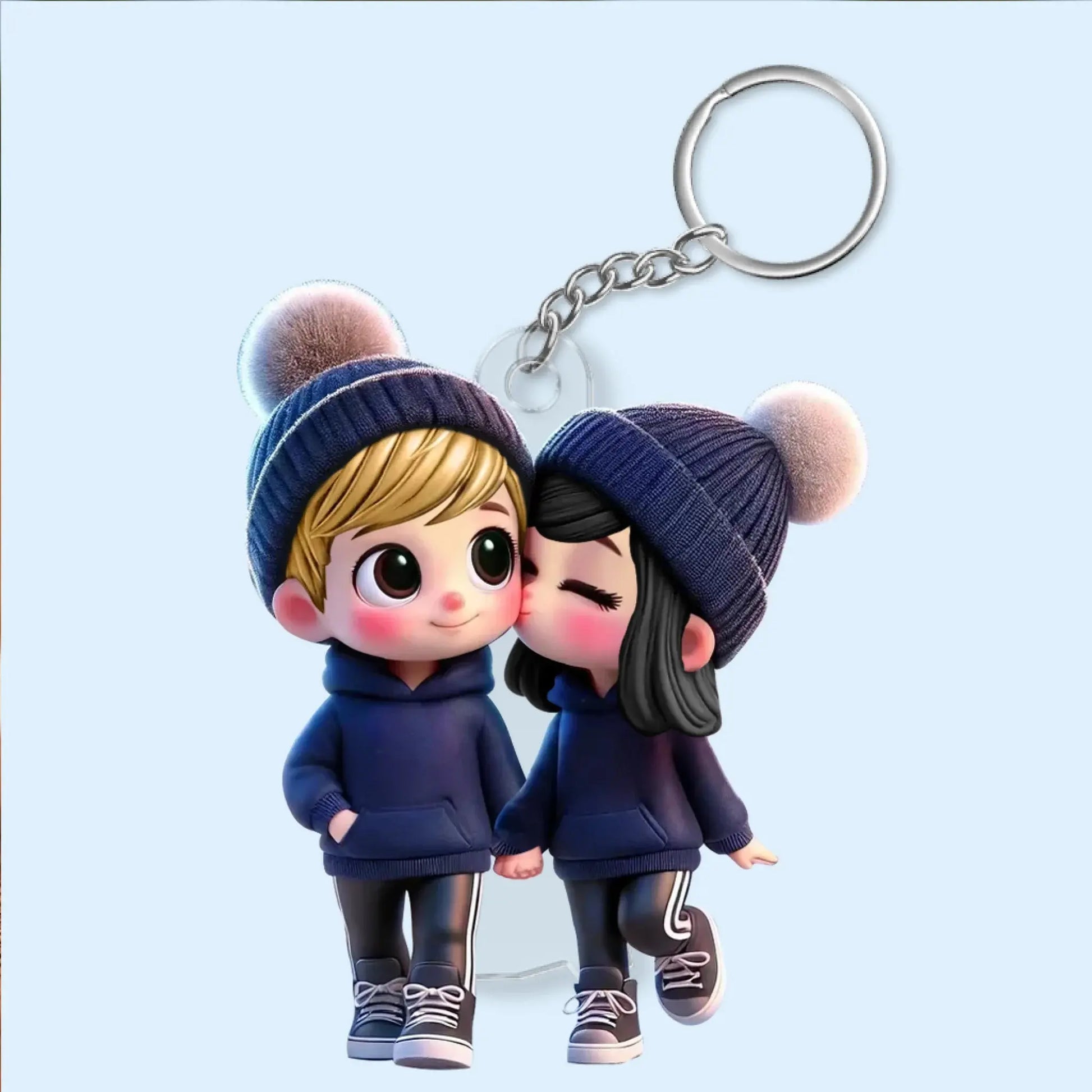 3D Effect Cartoon Couple Walking Keychain – Personalized Acrylic Photo Style Gift for Boyfriend or Girlfriend  Ezcustomize