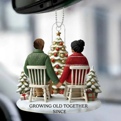3D Effect Couple Growing Old Together Personalized Flat Acrylic Ornament, Heartfelt 2025 Gift Anniversary Gift For Him, For Her, Husband, Wife  Ezcustomize