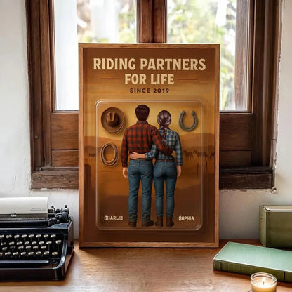 3D Effect Custom Horse Riding Couple Poster – Personalized Cowboy & Cowgirl Wall Art, Riding Partners For Life Gift  Ezcustomize