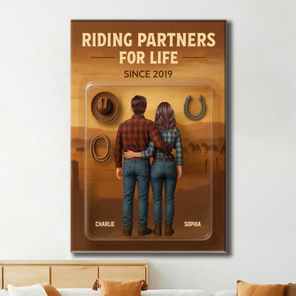 3D Effect Custom Horse Riding Couple Poster – Personalized Cowboy & Cowgirl Wall Art, Riding Partners For Life Gift  Ezcustomize