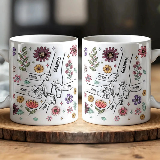 3D Printing Effect Holding Grandma’s Hand – Personalized Custom Coffee Mug – Heartfelt Birthday, Mother’s Day & Christmas Gift for Grandma  Ezcustomize