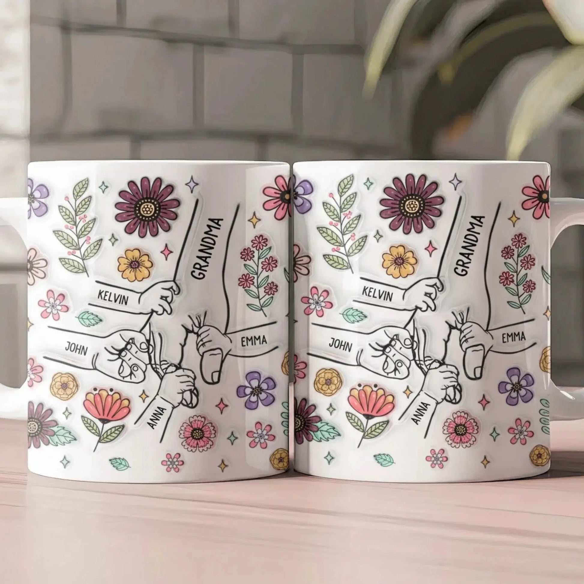 3D Printing Effect Holding Grandma’s Hand – Personalized Custom Coffee Mug – Heartfelt Birthday, Mother’s Day & Christmas Gift for Grandma  Ezcustomize