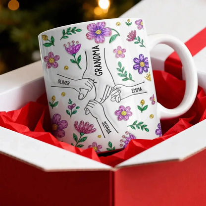 3D Printing Effect Purple Floral Mug – Personalized Custom Coffee Mug Cup – Elegant Mother’s Day, Birthday & Christmas Gift for Mom or Grandma  Ezcustomize