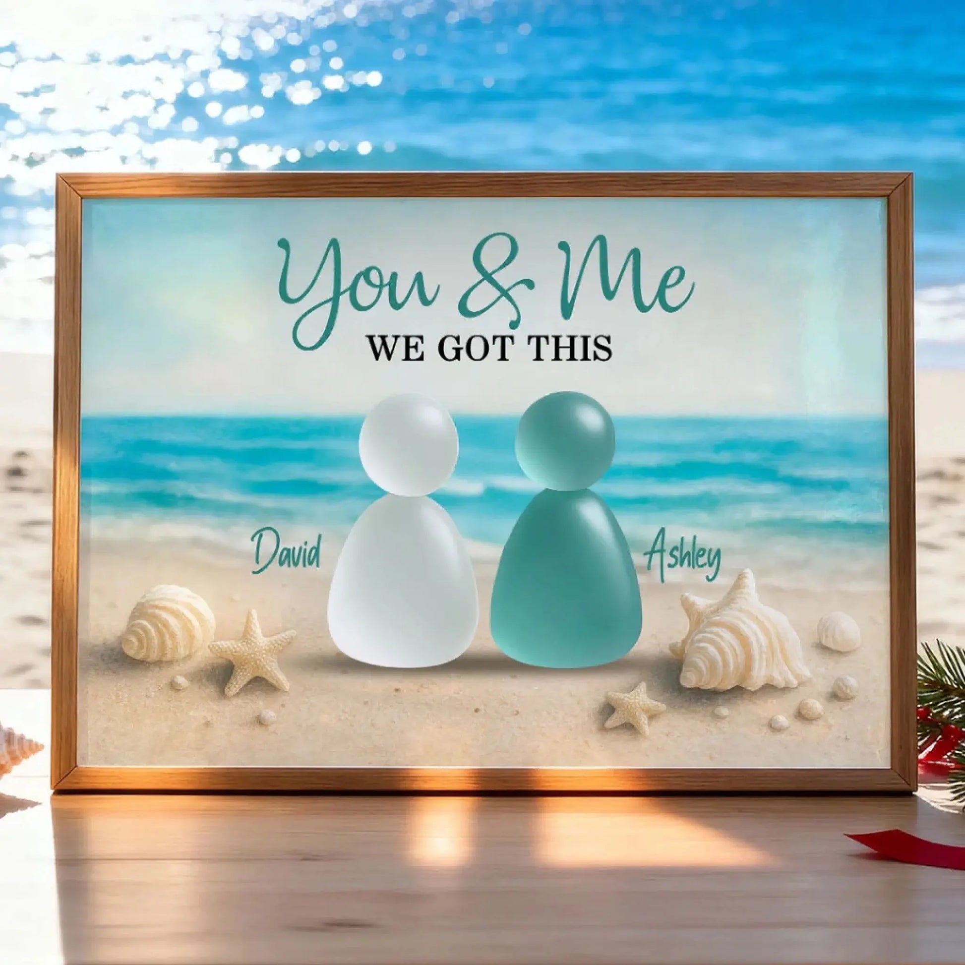 3D Sea Glass Effect Eternal Love Couple Christmas Personalized Poster – Romantic Custom Wall Art Gift for Couples, Holiday Home Decor  Ezcustomize