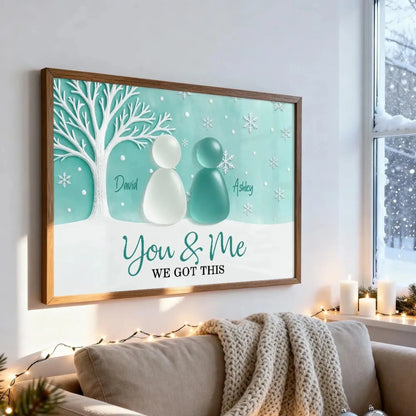 3D Sea Glass Effect Eternal Love Couple Christmas Personalized Poster – Romantic Custom Wall Art Gift for Couples, Holiday Home Decor  Ezcustomize