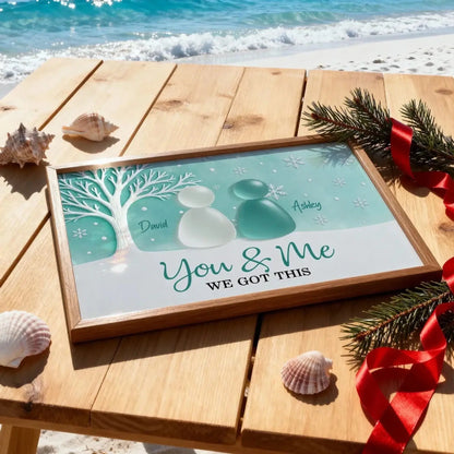 3D Sea Glass Effect Eternal Love Couple Christmas Personalized Poster – Romantic Custom Wall Art Gift for Couples, Holiday Home Decor  Ezcustomize