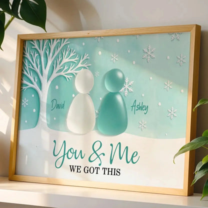 3D Sea Glass Effect Eternal Love Couple Christmas Personalized Poster – Romantic Custom Wall Art Gift for Couples, Holiday Home Decor  Ezcustomize