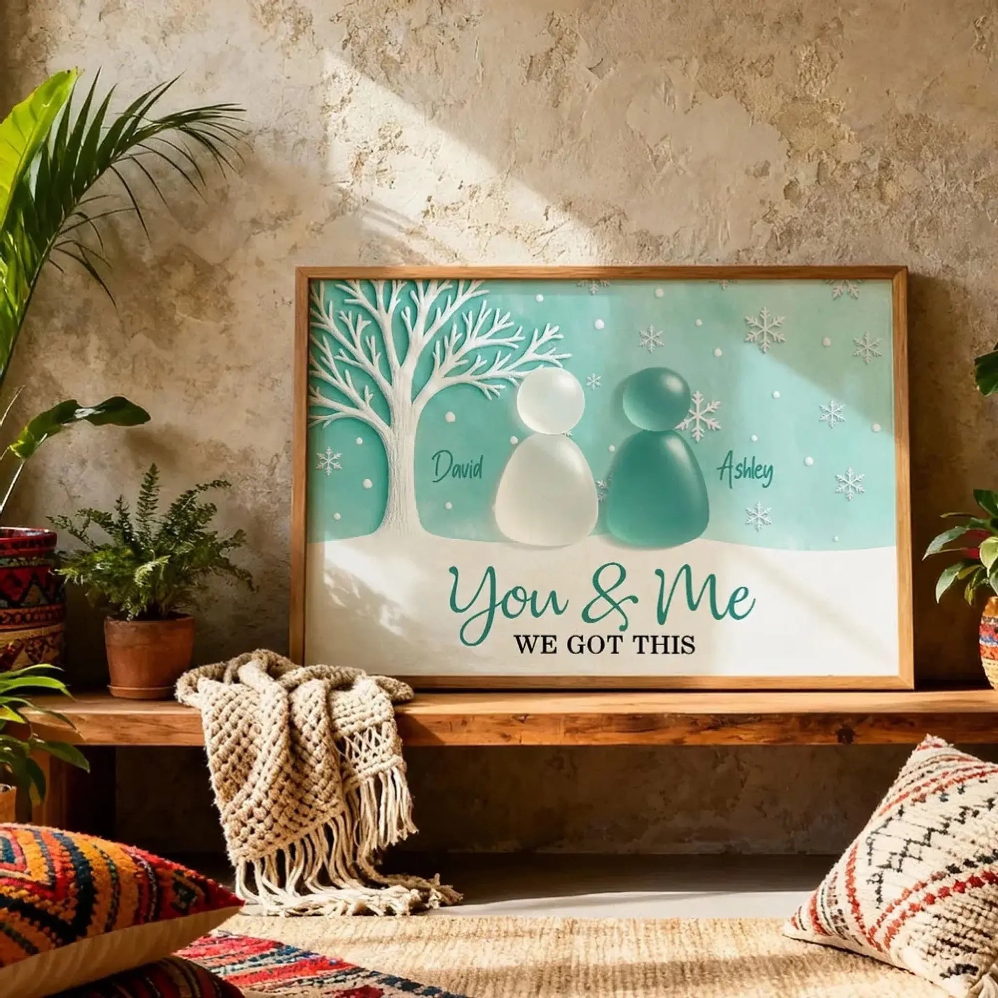 3D Sea Glass Effect Eternal Love Couple Christmas Personalized Poster – Romantic Custom Wall Art Gift for Couples, Holiday Home Decor  Ezcustomize