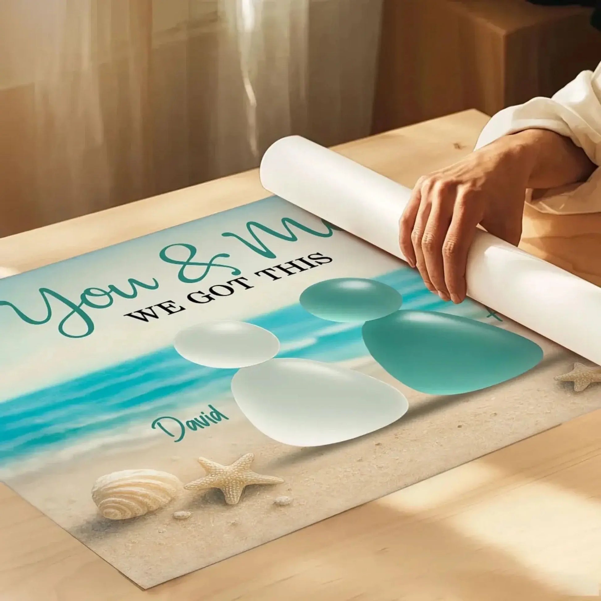 3D Sea Glass Effect Eternal Love Couple Christmas Personalized Poster – Romantic Custom Wall Art Gift for Couples, Holiday Home Decor  Ezcustomize