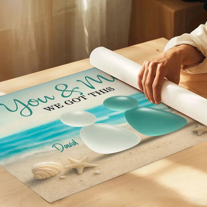 3D Sea Glass Effect Eternal Love Couple Christmas Personalized Poster – Romantic Custom Wall Art Gift for Couples, Holiday Home Decor  Ezcustomize