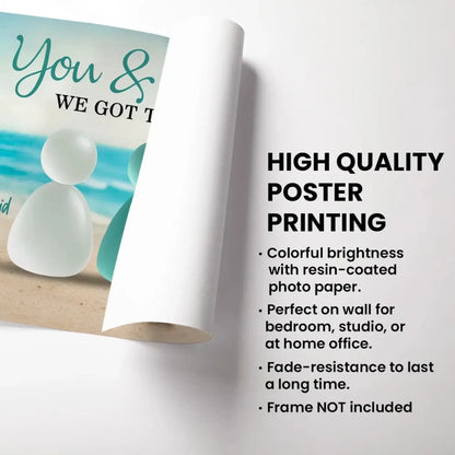 3D Sea Glass Effect Eternal Love Couple Christmas Personalized Poster – Romantic Custom Wall Art Gift for Couples, Holiday Home Decor  Ezcustomize