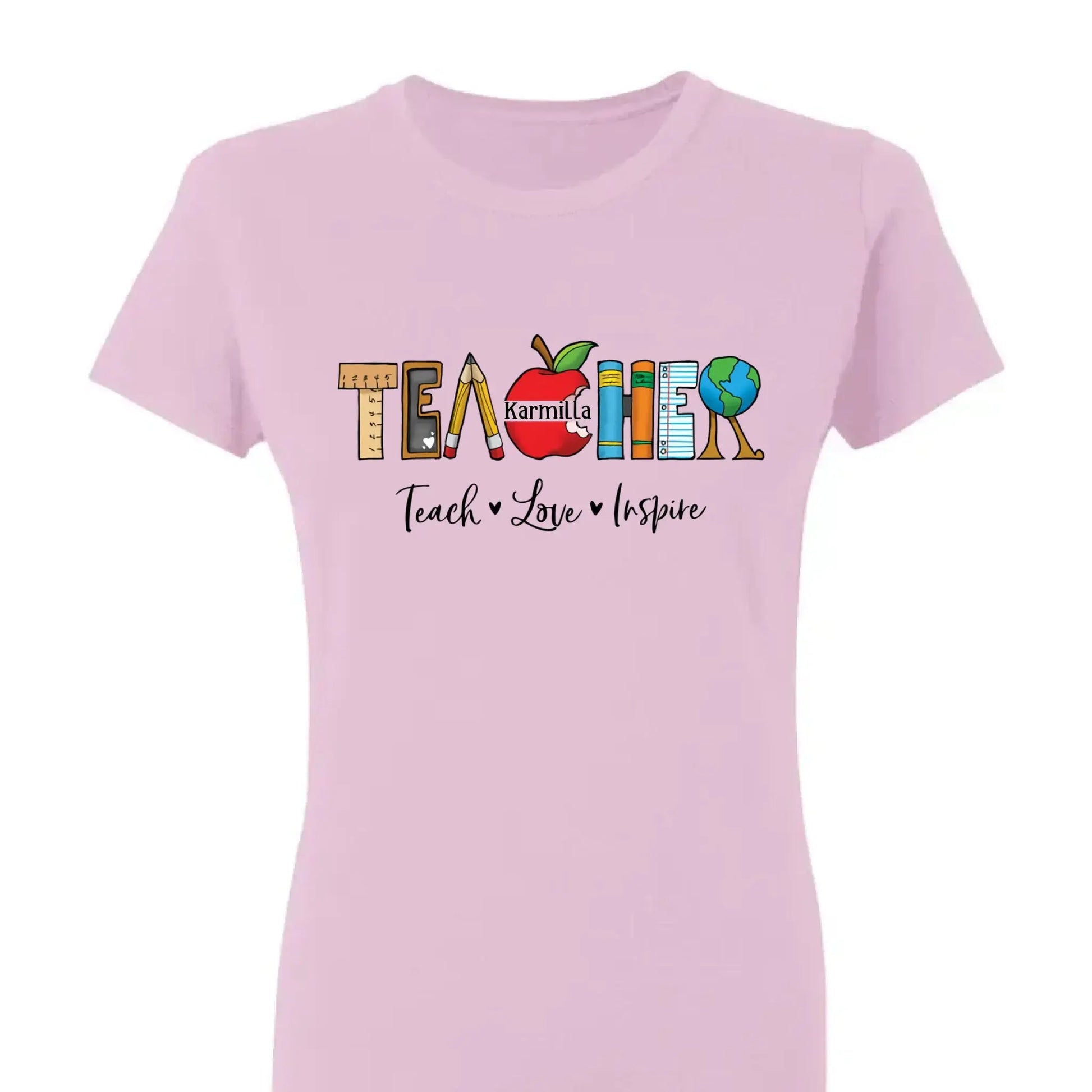 Personalized Teacher Shirt – Teach Love Inspire Back to School T-Shirt, First Grade Teacher Gift, Teacher Appreciation Tee  Ezcustomize