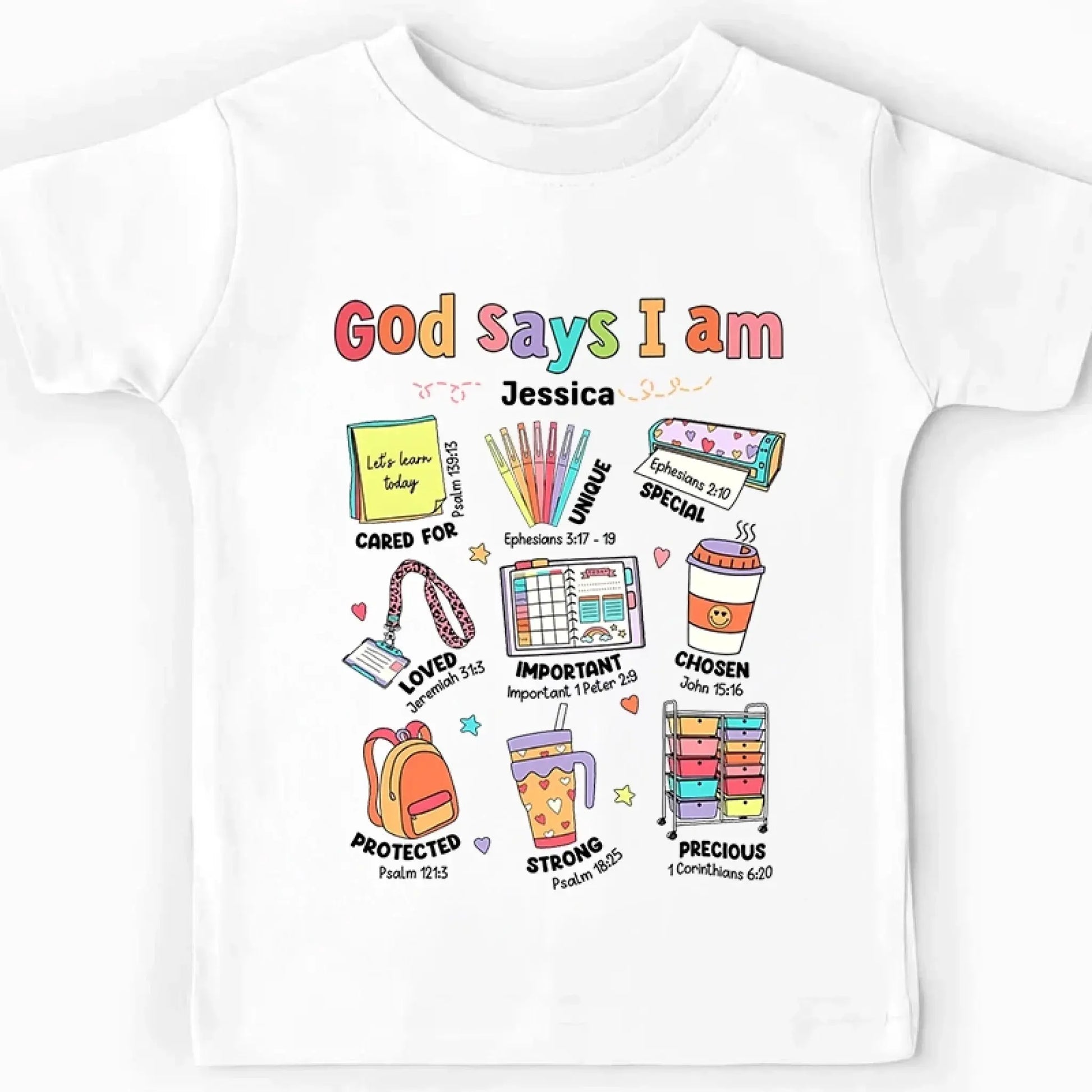 God Says I Am Teacher Shirt – Personalized Youth T-Shirt with Bible Verses, Back to School Faith-Based Gift for Teachers and Students  Ezcustomize