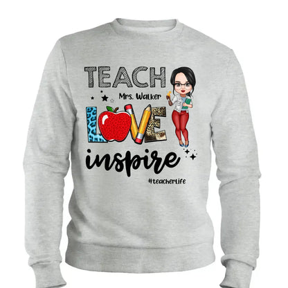 Teacher Love Inspire Teacherlife - Personalized T-shirt, Back To School Gift For Teacher From Student  Ezcustomize
