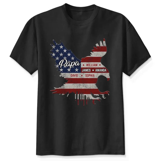 Personalized 4th of July Eagle Shirt with Kids' Names – Custom Let Freedom Fly High T-Shirt for Dad, Grandpa, Papa – Patriotic Gift for Him, Independence Day Shirt  Ezcustomize