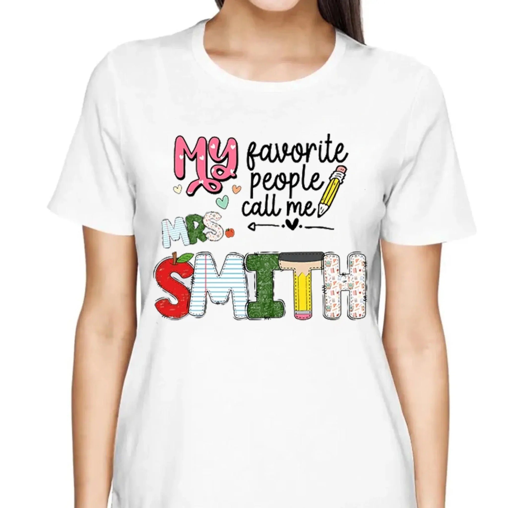 Personalized Teacher Shirt – My Favorite People Call Me Teacher – Custom Name Back to School Gift, Funny Teacher Tee for First Day, Birthday, Appreciation  Ezcustomize