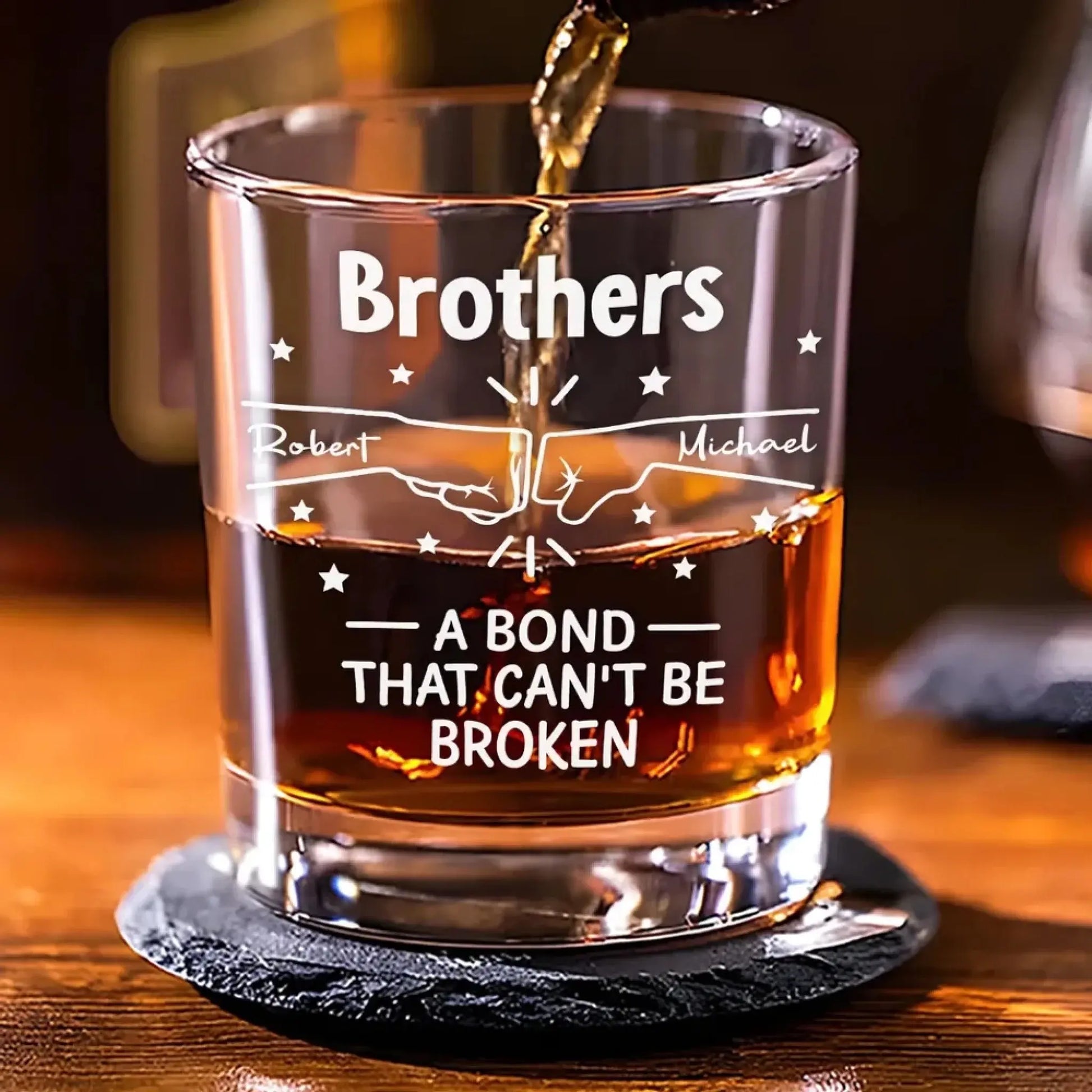 A Bond Between Brothers – Personalized Custom Whiskey Glass Tumbler – Meaningful Birthday, Christmas & Brotherhood Gift for Brother  Ezcustomize