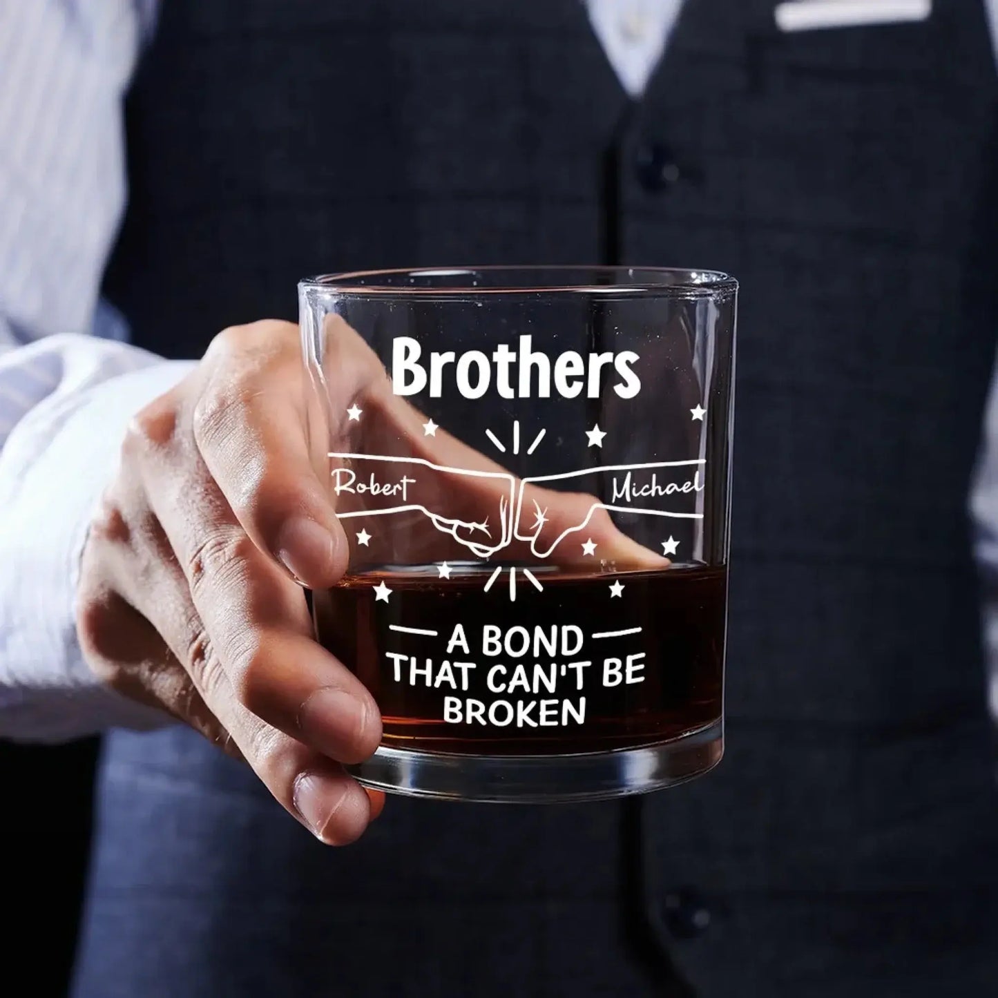 A Bond Between Brothers – Personalized Custom Whiskey Glass Tumbler – Meaningful Birthday, Christmas & Brotherhood Gift for Brother  Ezcustomize