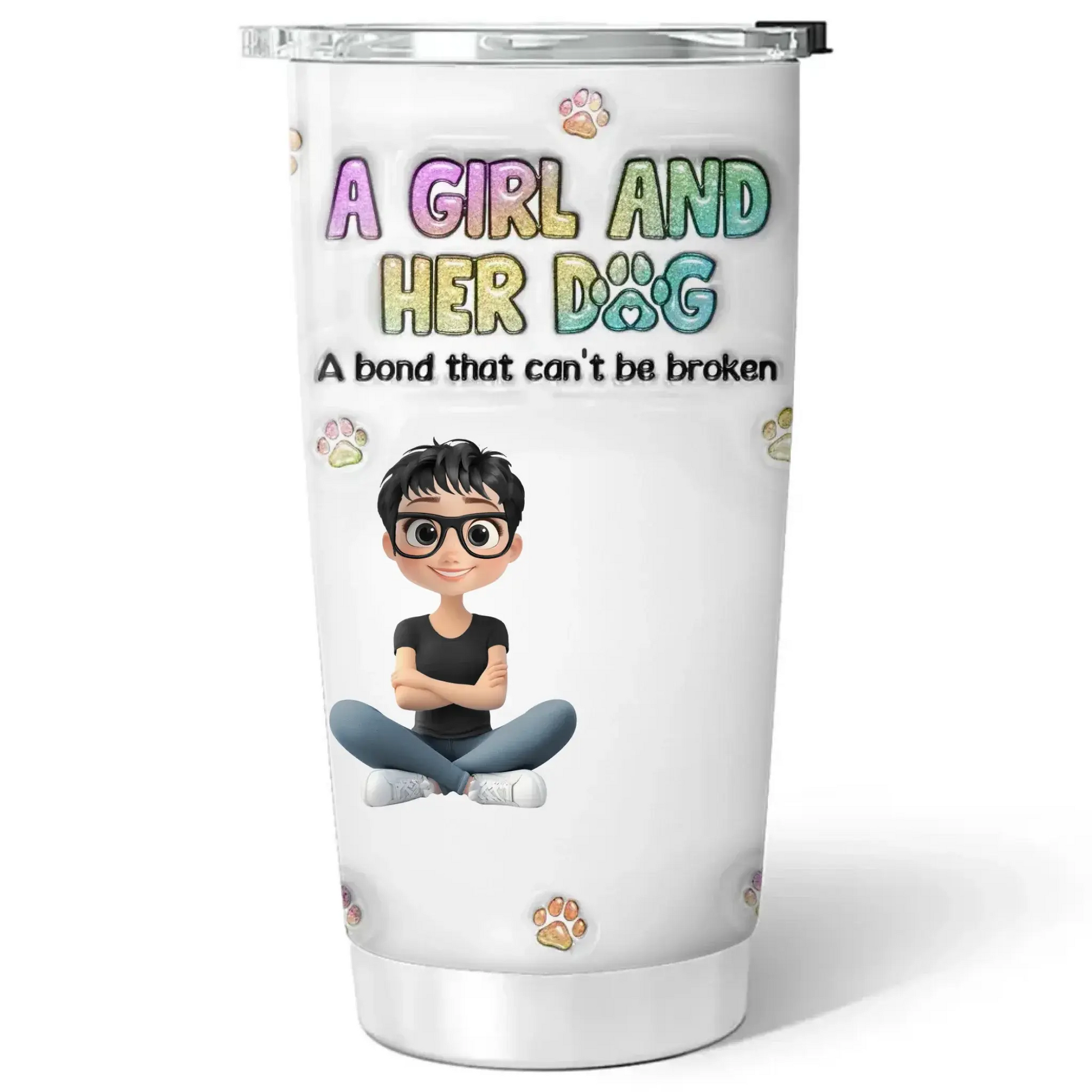 A Girl and Her Dog – Personalized 3D Inflated Effect Tumbler, Custom Gift for Dog Lovers  Ezcustomize