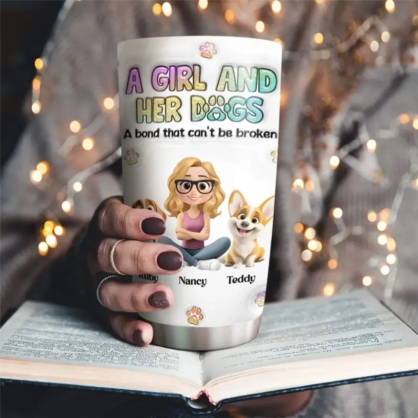 A Girl and Her Dog – Personalized 3D Inflated Effect Tumbler, Custom Gift for Dog Lovers  Ezcustomize