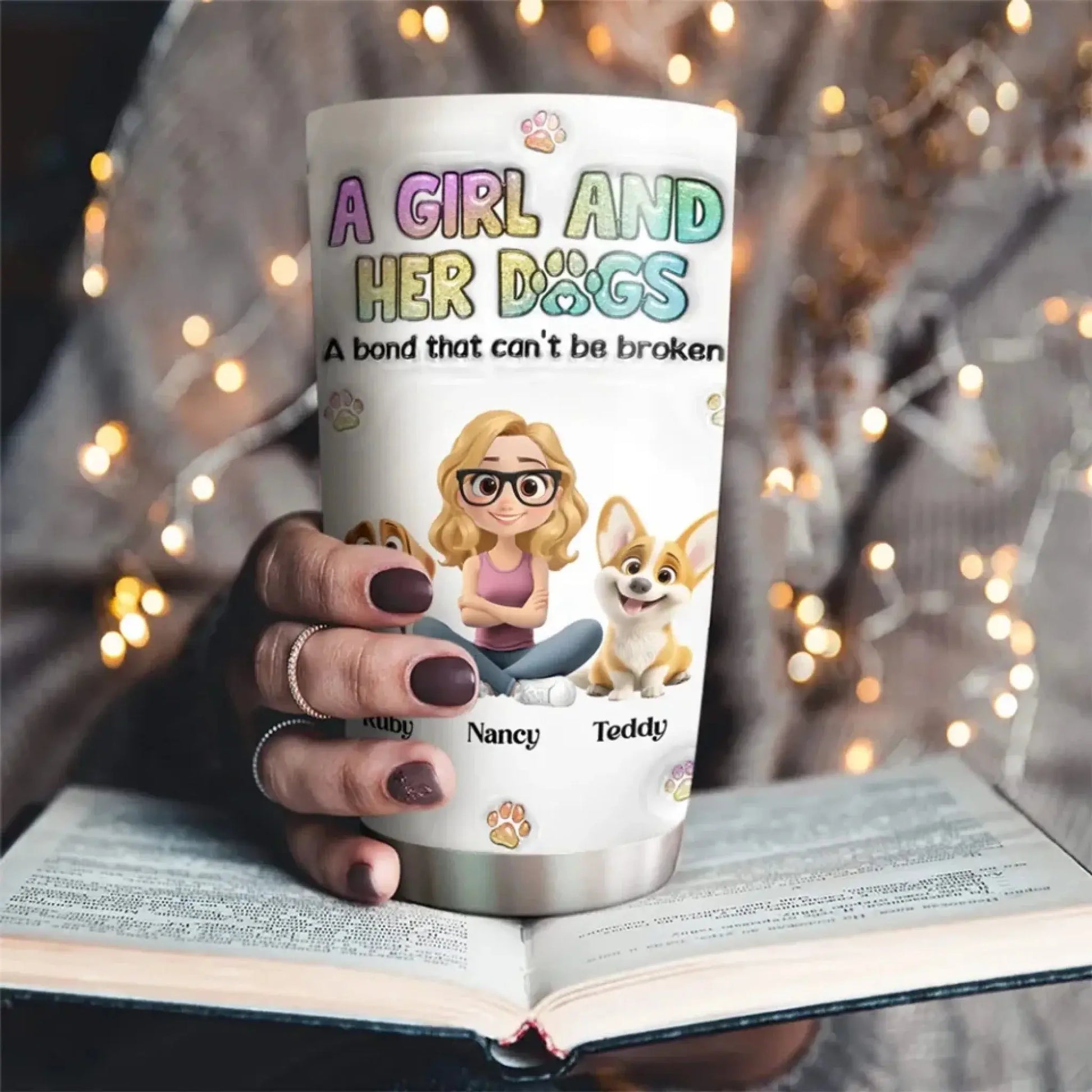 A Girl and Her Dog – Personalized 3D Inflated Effect Tumbler, Custom Gift for Dog Lovers  Ezcustomize