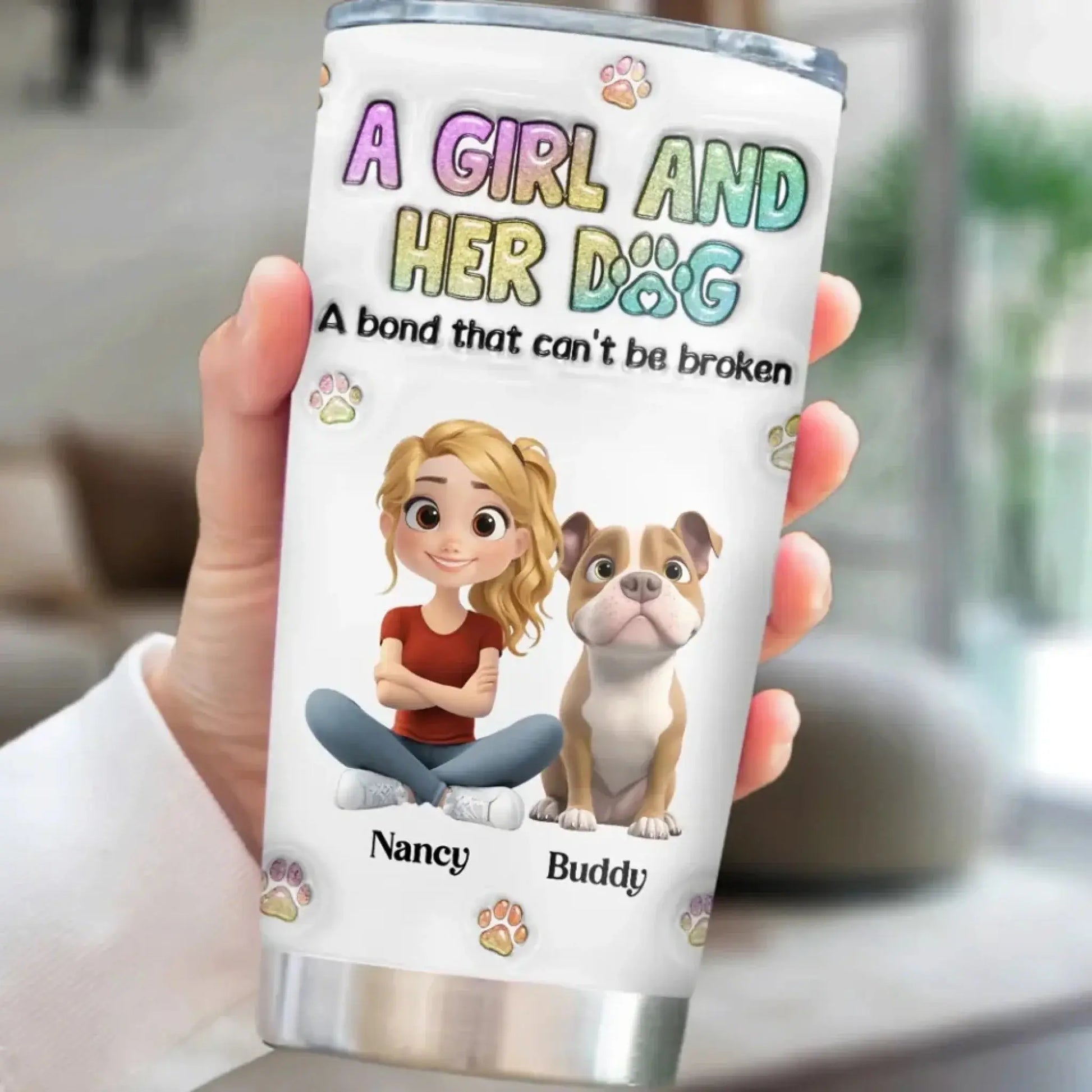 A Girl and Her Dog – Personalized 3D Inflated Effect Tumbler, Custom Gift for Dog Lovers  Ezcustomize