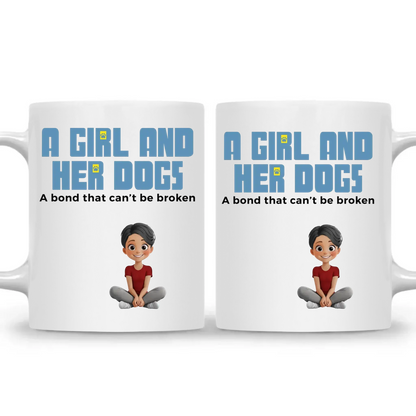 A Girl and Her Dogs Mug – Personalized Coffee Cup with Custom Girl & Dog Characters, Unique Gift for Dog Lovers  Ezcustomize