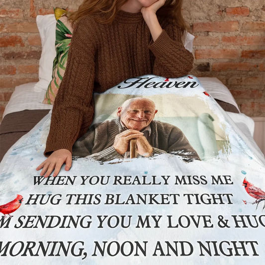 A Hug From Heaven – Personalized Memorial Photo Blanket – Comforting Sympathy Gift & Heartfelt Keepsake for Family & Loved Ones  Ezcustomize