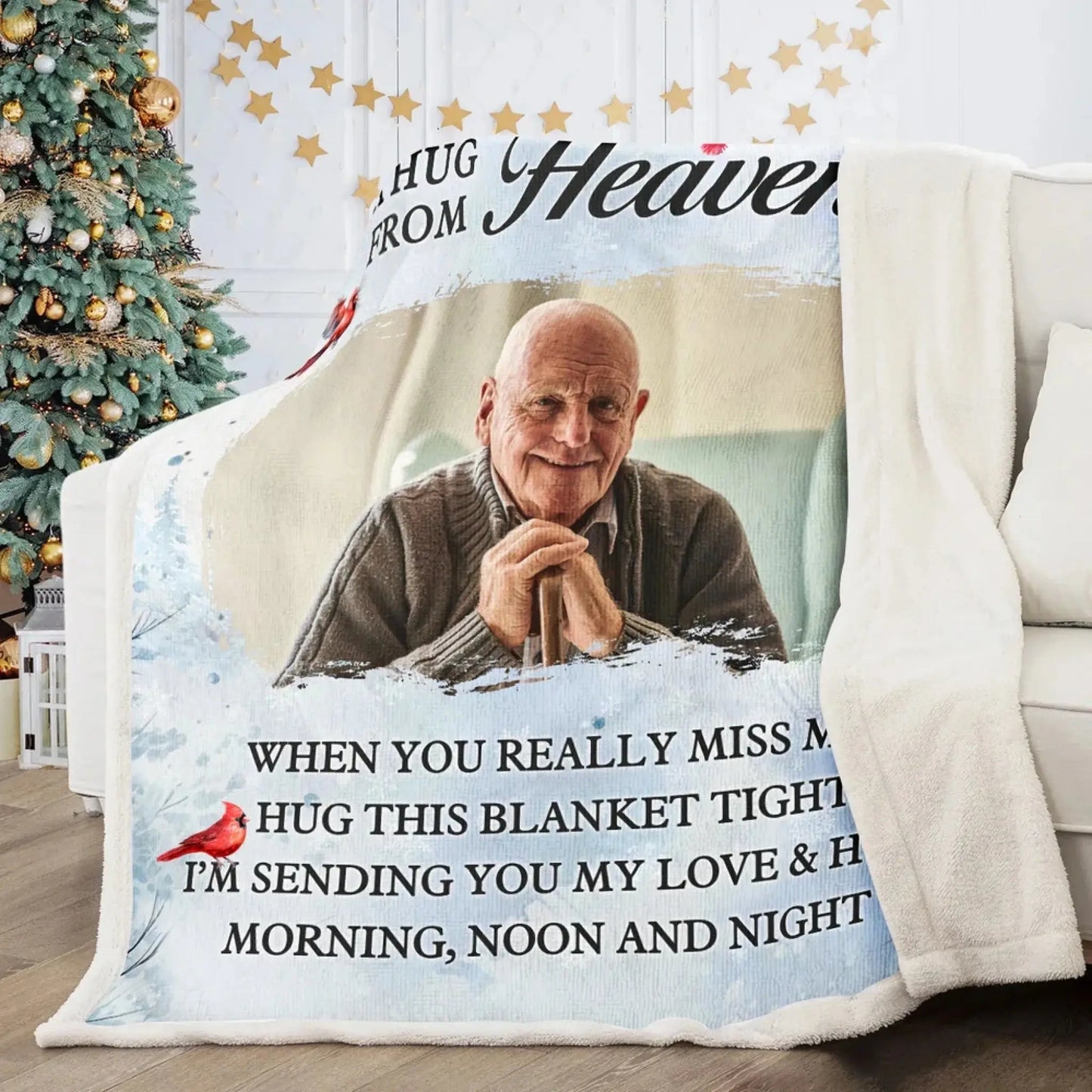 A Hug From Heaven – Personalized Memorial Photo Blanket – Comforting Sympathy Gift & Heartfelt Keepsake for Family & Loved Ones  Ezcustomize