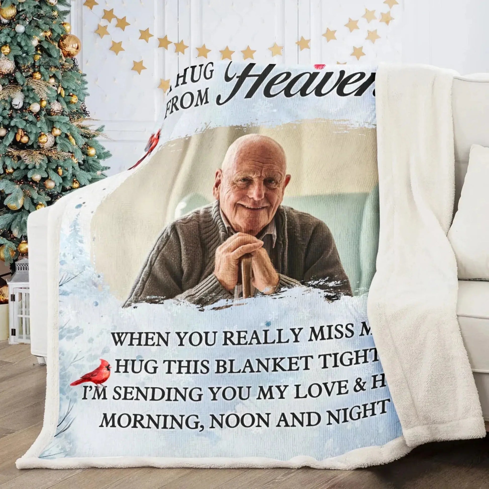 A Hug From Heaven – Personalized Memorial Photo Blanket – Comforting Sympathy Gift & Heartfelt Keepsake for Family & Loved Ones  Ezcustomize