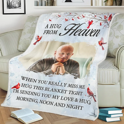 A Hug From Heaven – Personalized Memorial Photo Blanket – Comforting Sympathy Gift & Heartfelt Keepsake for Family & Loved Ones  Ezcustomize