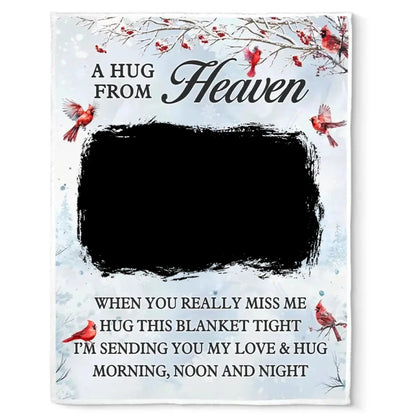 A Hug From Heaven – Personalized Memorial Photo Blanket – Comforting Sympathy Gift & Heartfelt Keepsake for Family & Loved Ones  Ezcustomize