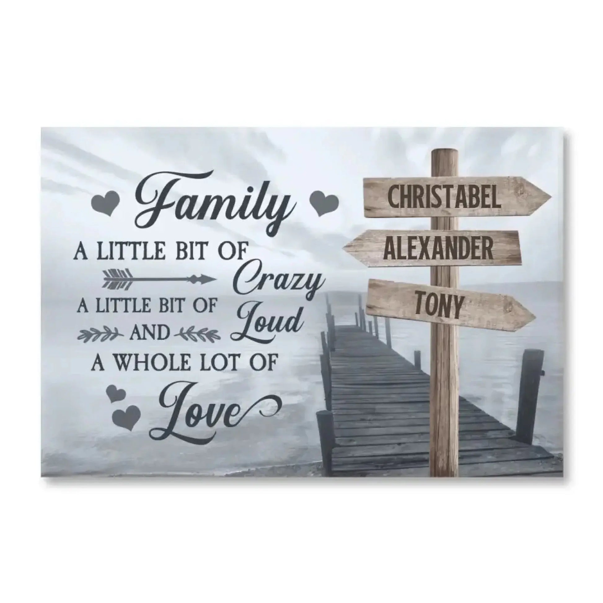 A Little Bit of Crazy, Loud & Love – Personalized Family Canvas – Custom Wall Art Gift for Home & Loved Ones  Ezcustomize