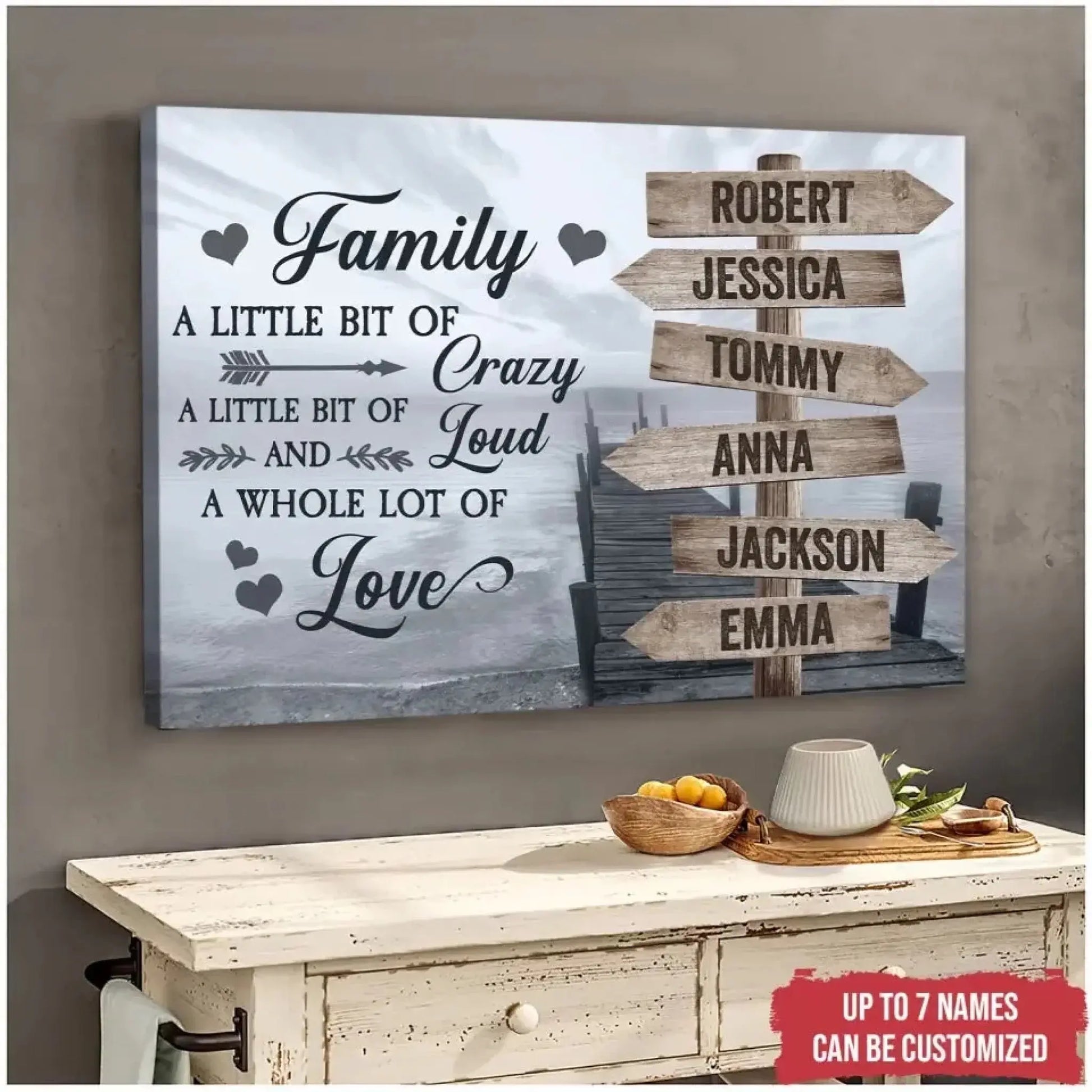 A Little Bit of Crazy, Loud & Love – Personalized Family Canvas – Custom Wall Art Gift for Home & Loved Ones  Ezcustomize