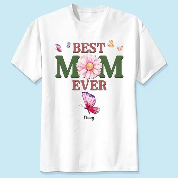 A Mom Blooms Like a Butterfly – Personalized Custom Shirt, Beautiful Gift for Mom on Mother’s Day or Birthday