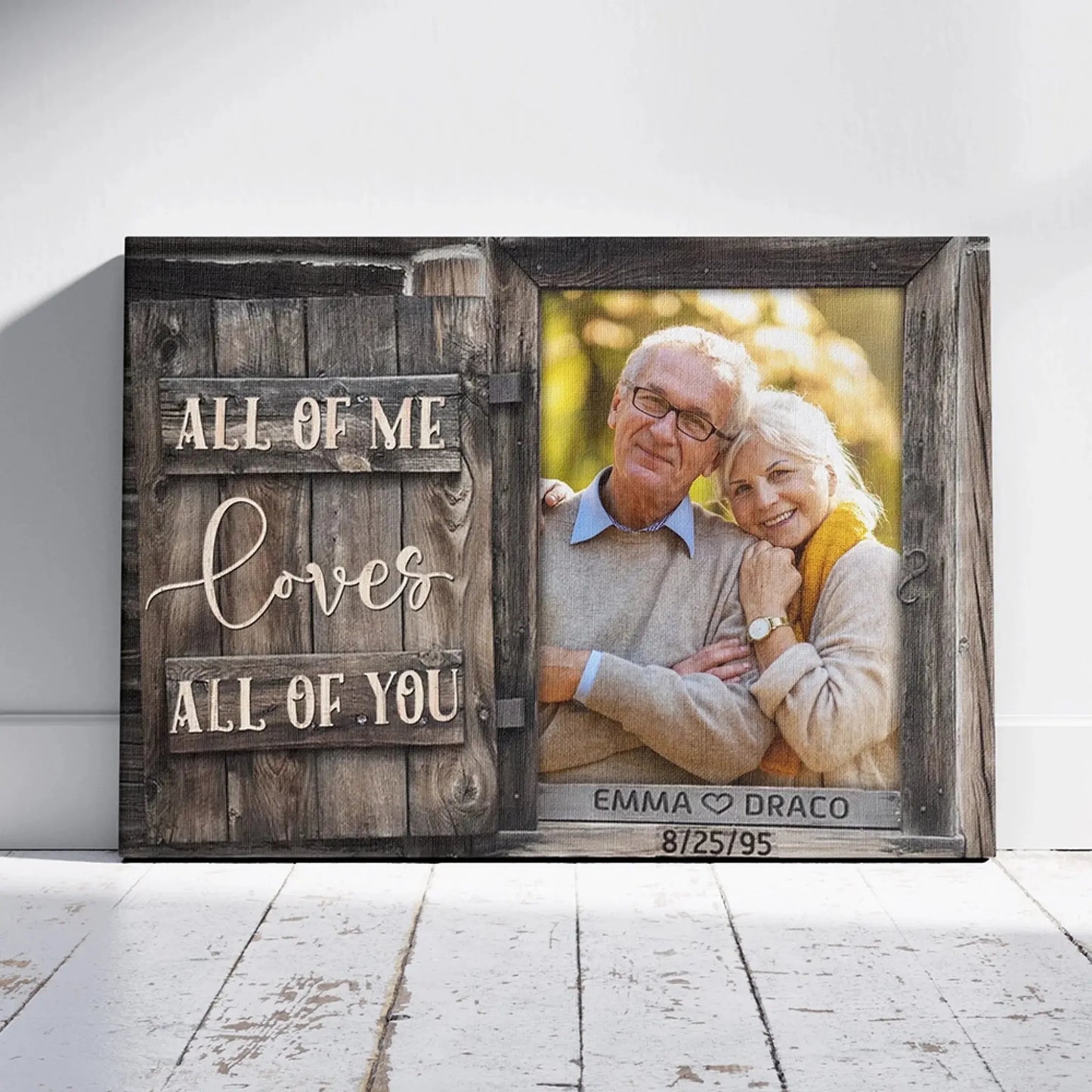 All of Me Loves All of You – Personalized Photo Poster/Canvas with Names and Date – Romantic Wedding or Anniversary Gift for Couples  Ezcustomize