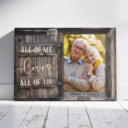 All of Me Loves All of You – Personalized Photo Poster/Canvas with Names and Date – Romantic Wedding or Anniversary Gift for Couples  Ezcustomize